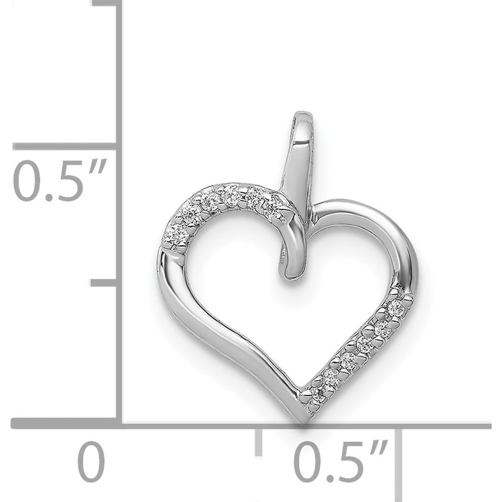 14K White Gold Diamond Heart Pendant with Natural Round Diamonds - 0.008 Carat Total Diamond Weight by Monteluci Fine Jewelry