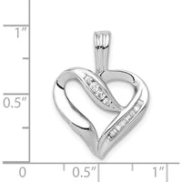 14K White Gold Diamond Heart Pendant with Round and Baguette Diamonds - 0.07 Carat Total Diamond Weight by Monteluci Fine Jewelry