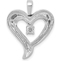 14K White Gold Diamond Heart Pendant with Round Diamond - 0.093 Carat Total Diamond Weight by Monteluci Fine Jewelry