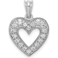 14K White Gold Diamond Heart Pendant with Round Diamonds - 0.25 Carat Total Diamond Weight by Monteluci Fine Jewelry
