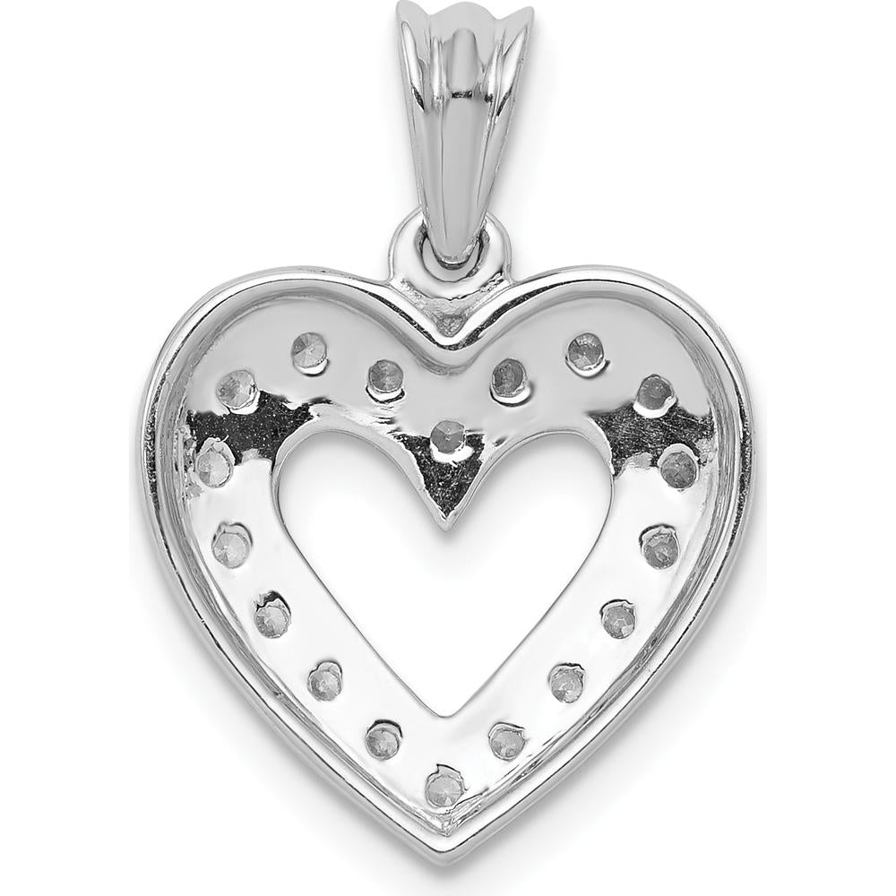 14K White Gold Diamond Heart Pendant with Round Diamonds - 0.25 Carat Total Diamond Weight by Monteluci Fine Jewelry