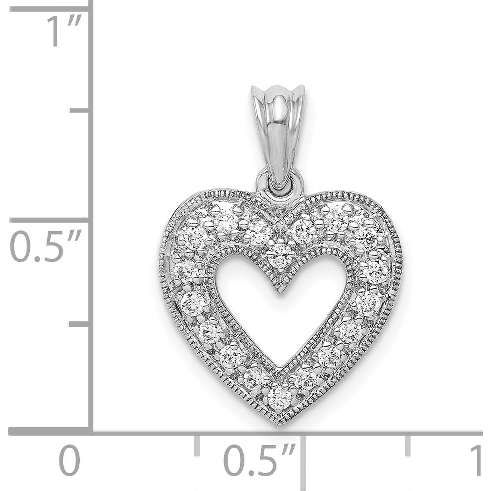 14K White Gold Diamond Heart Pendant with Round Diamonds - 0.25 Carat Total Diamond Weight by Monteluci Fine Jewelry