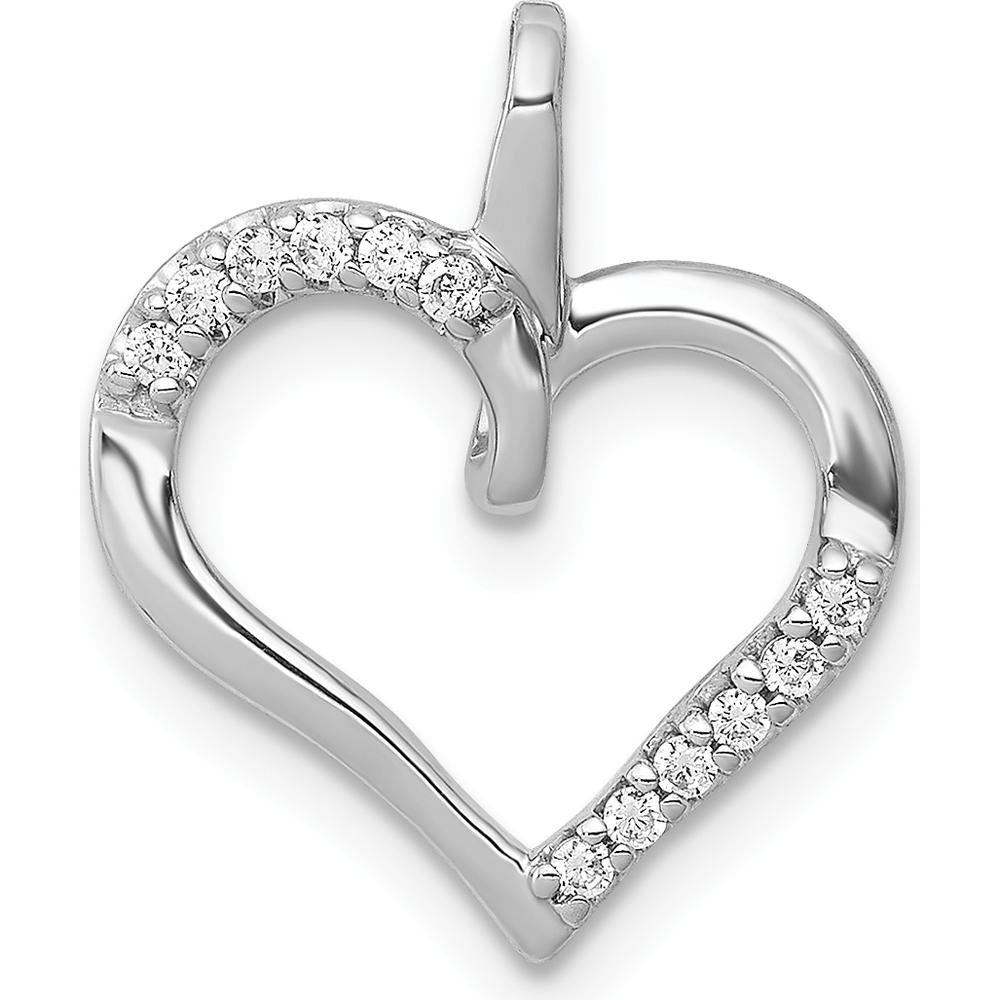14K White Gold Diamond Heart Pendant with Round Diamonds - 1/15 Carat Total Diamond Weight by Monteluci Fine Jewelry