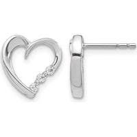 14K White Gold Diamond Heart Post Earrings - 0.02 Carat Total Diamond Weight by Monteluci Fine Jewelry