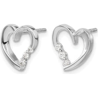 14K White Gold Diamond Heart Post Earrings - 0.02 Carat Total Diamond Weight by Monteluci Fine Jewelry