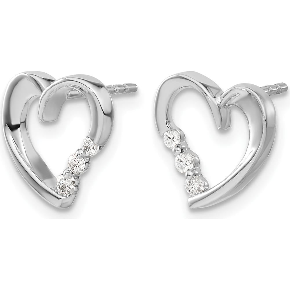 14K White Gold Diamond Heart Post Earrings - 0.02 Carat Total Diamond Weight by Monteluci Fine Jewelry