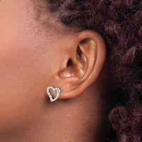 14K White Gold Diamond Heart Post Earrings - 0.02 Carat Total Diamond Weight by Monteluci Fine Jewelry