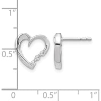 14K White Gold Diamond Heart Post Earrings - 0.02 Carat Total Diamond Weight by Monteluci Fine Jewelry