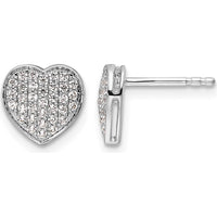 14K White Gold Diamond Heart Post Earrings - 0.33 Carat Total Diamond Weight by Oro Pregiato