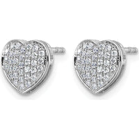 14K White Gold Diamond Heart Post Earrings - 0.33 Carat Total Diamond Weight by Oro Pregiato