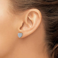 14K White Gold Diamond Heart Post Earrings - 0.33 Carat Total Diamond Weight by Oro Pregiato