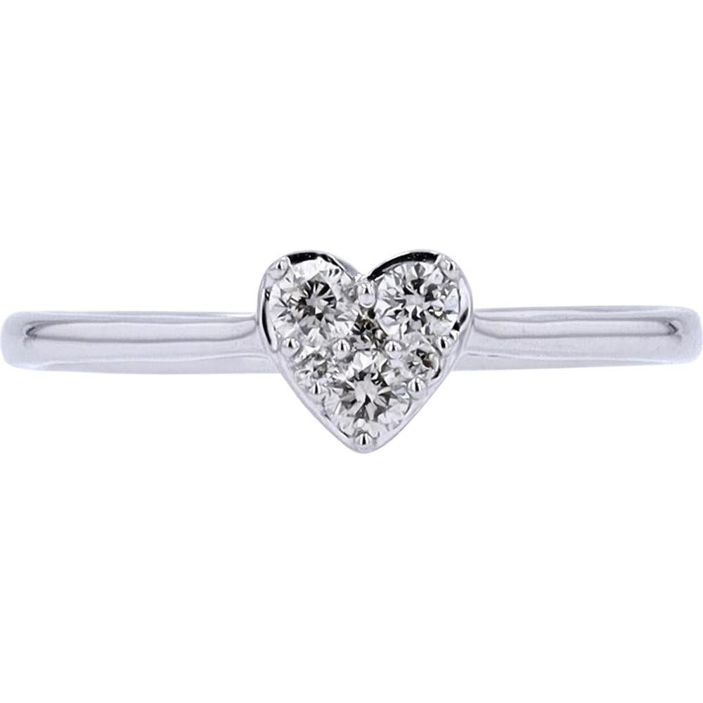 14K White Gold Diamond Heart Ring - 0.18 Carat Total Diamond Weight