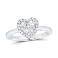 14K White Gold Diamond Heart Ring - 1/3 Carat Total Diamond Weight
