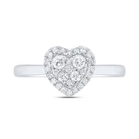 14K White Gold Diamond Heart Ring - 1/3 Carat Total Diamond Weight