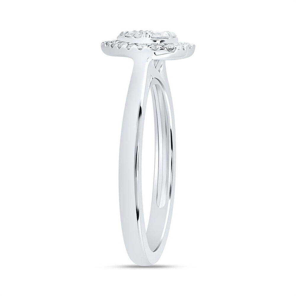 14K White Gold Diamond Heart Ring - 1/3 Carat Total Diamond Weight