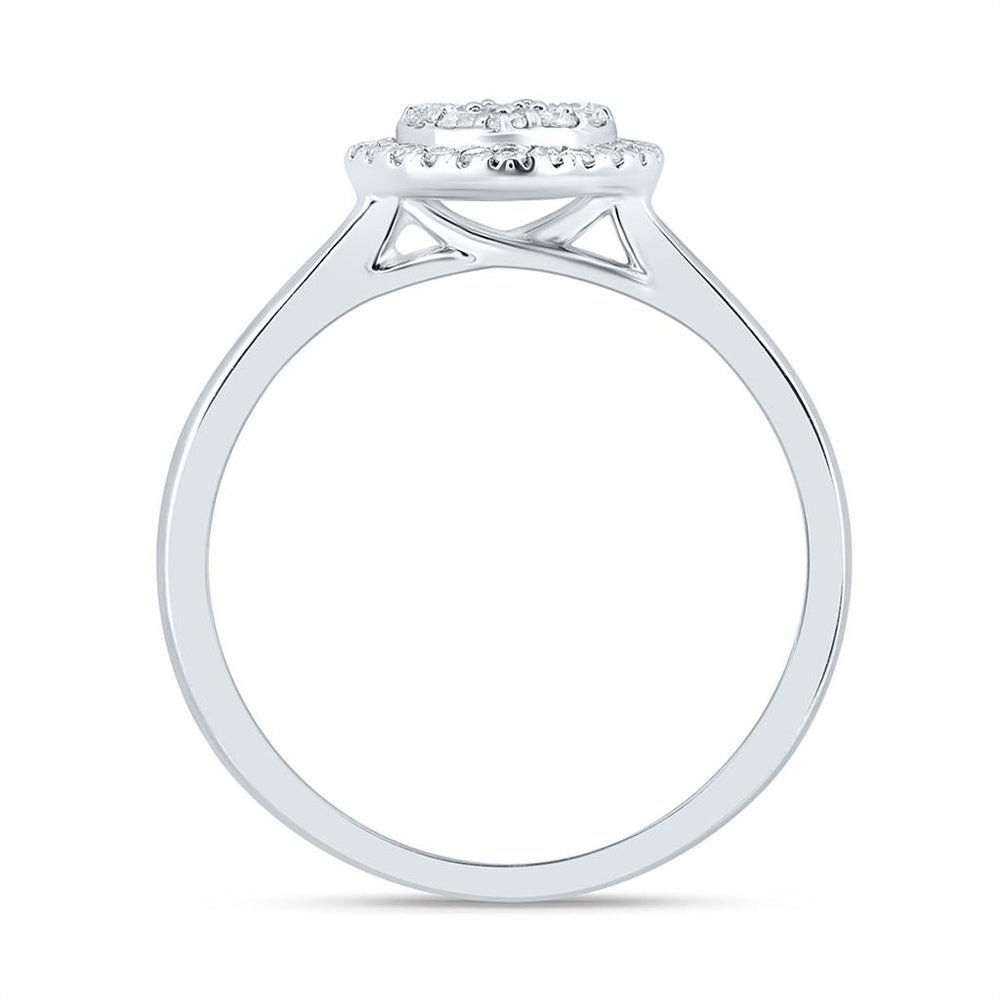 14K White Gold Diamond Heart Ring - 1/3 Carat Total Diamond Weight