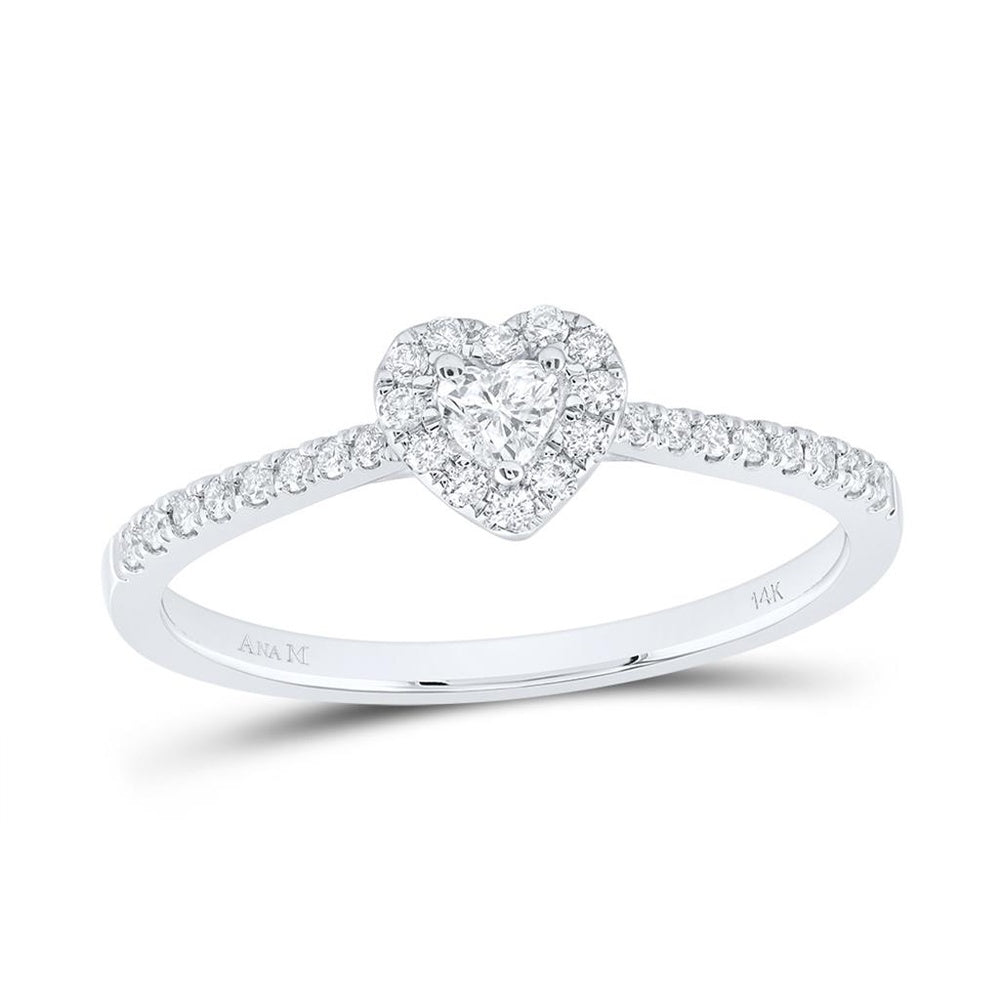 14K White Gold Diamond Heart Ring - 1/4 Carat Total Diamond Weight