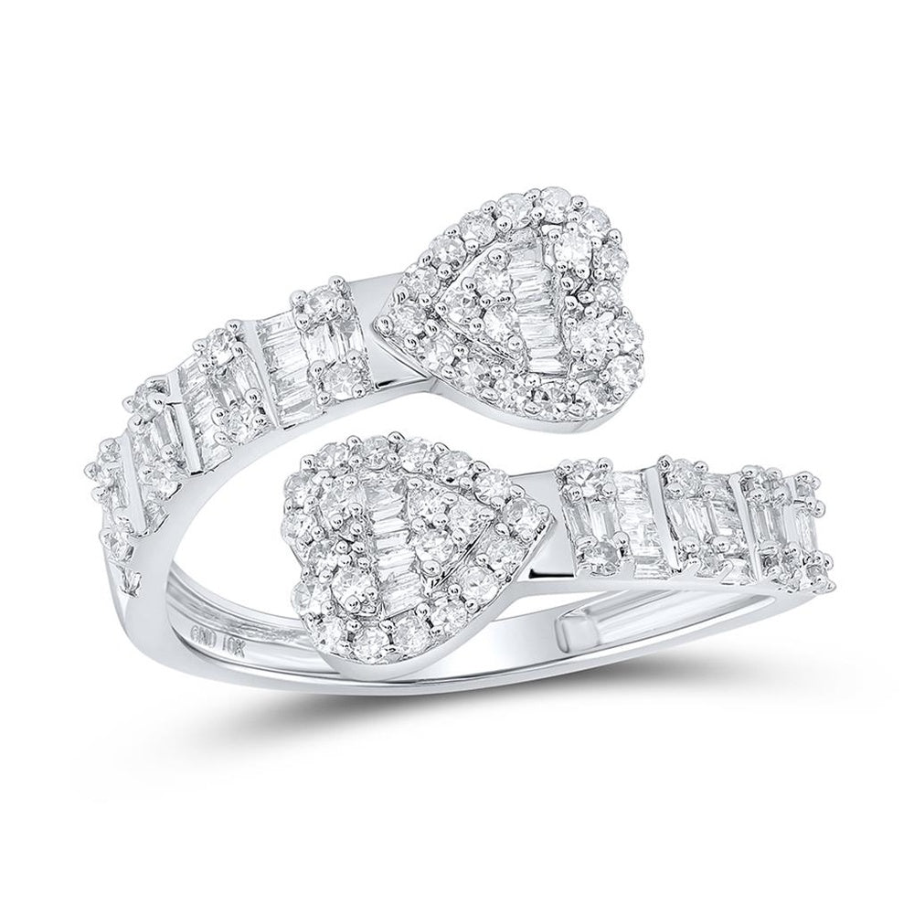 14K White Gold Diamond Heart Ring - 5/8 Carat Total Diamond Weight