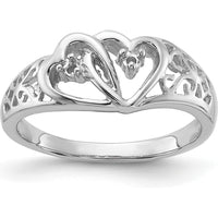 14K White Gold Diamond Heart Ring Mounting with Polished Finish - Customizable for Your Perfect Stone by Oro Pregiato