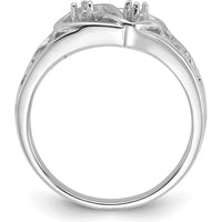 14K White Gold Diamond Heart Ring Mounting with Polished Finish - Customizable for Your Perfect Stone by Oro Pregiato