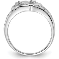 14K White Gold Diamond Heart Ring with 2 Round Diamonds - 0.02 Carat Total Diamond Weight by Monteluci Fine Jewelry