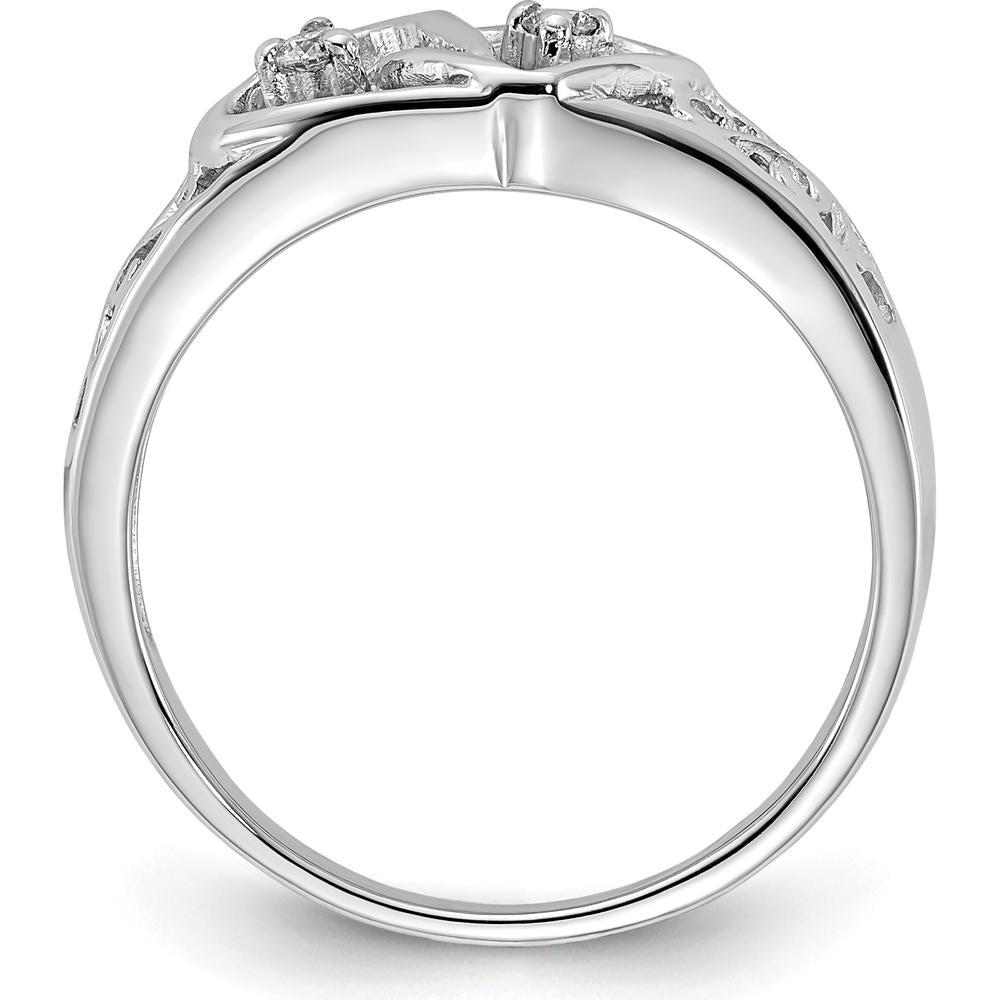 14K White Gold Diamond Heart Ring with 2 Round Diamonds - 0.02 Carat Total Diamond Weight by Monteluci Fine Jewelry