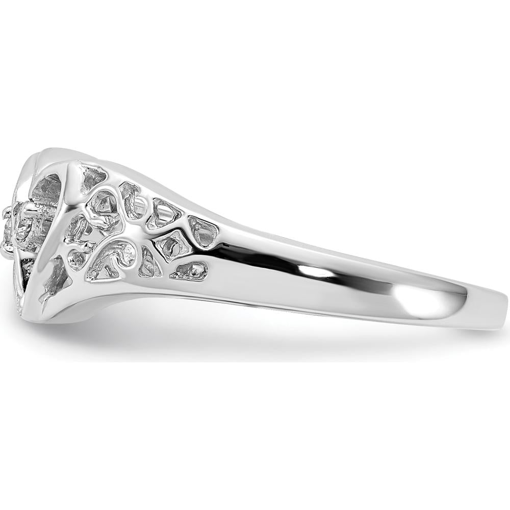 14K White Gold Diamond Heart Ring with 2 Round Diamonds - 0.02 Carat Total Diamond Weight by Monteluci Fine Jewelry