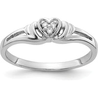14K White Gold Diamond Heart Ring with 3 Round Natural Diamonds - 0.008 Carat Total Weight by Monteluci Fine Jewelry