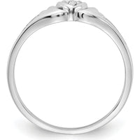 14K White Gold Diamond Heart Ring with 3 Round Natural Diamonds - 0.008 Carat Total Weight by Monteluci Fine Jewelry