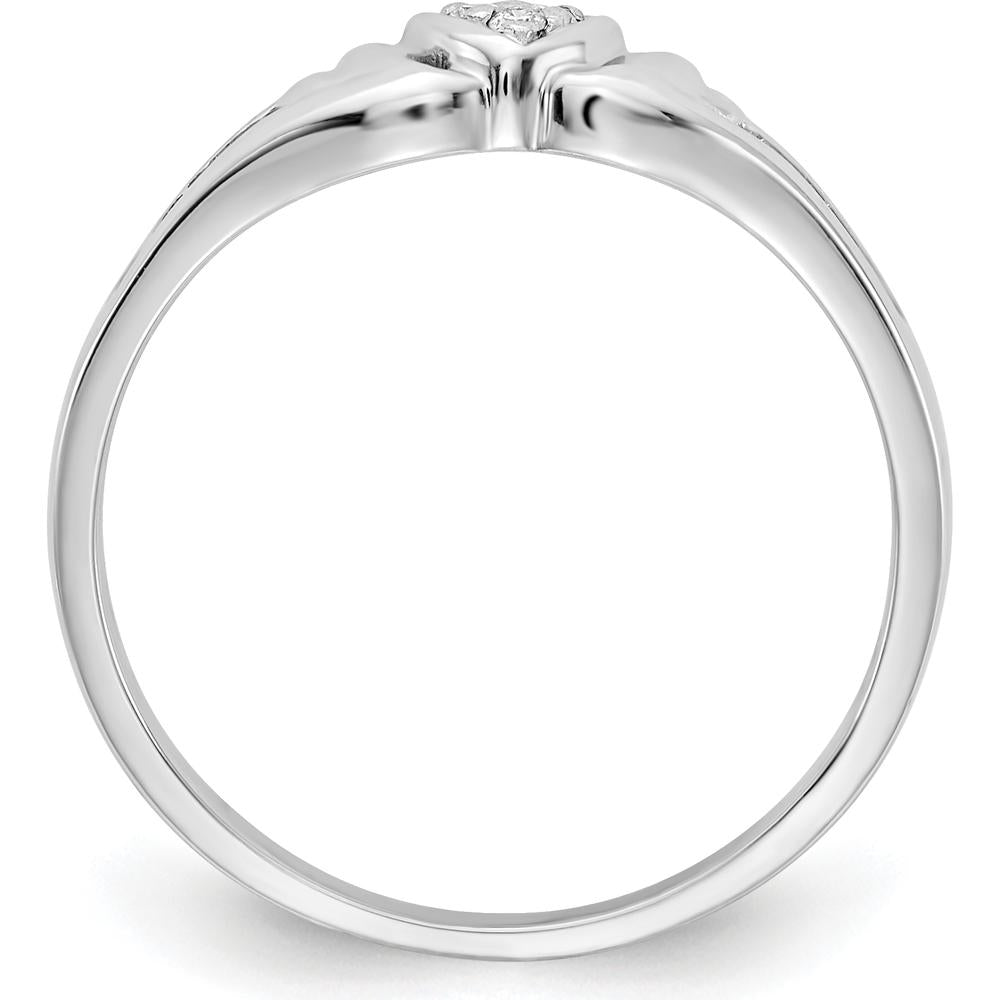 14K White Gold Diamond Heart Ring with 3 Round Natural Diamonds - 0.008 Carat Total Weight by Monteluci Fine Jewelry