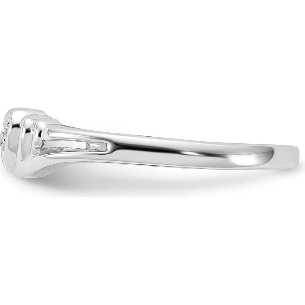 14K White Gold Diamond Heart Ring with 3 Round Natural Diamonds - 0.008 Carat Total Weight by Monteluci Fine Jewelry