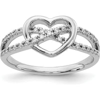 14K White Gold Diamond Heart Ring with Pave Set Round Diamonds - 0.07 Carat Total Diamond Weight by 0