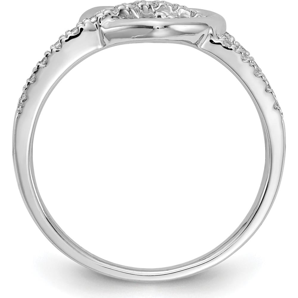 14K White Gold Diamond Heart Ring with Pave Set Round Diamonds - 0.07 Carat Total Diamond Weight by 0