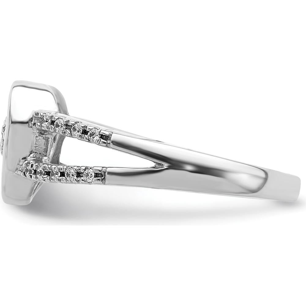 14K White Gold Diamond Heart Ring with Pave Set Round Diamonds - 0.07 Carat Total Diamond Weight by 0