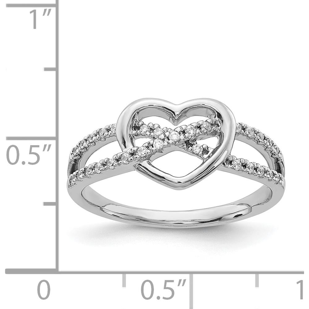 14K White Gold Diamond Heart Ring with Pave Set Round Diamonds - 0.07 Carat Total Diamond Weight by 0