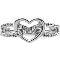 14K White Gold Diamond Heart Ring with Pave Set Round Diamonds - 0.07 Carat Total Diamond Weight by 0