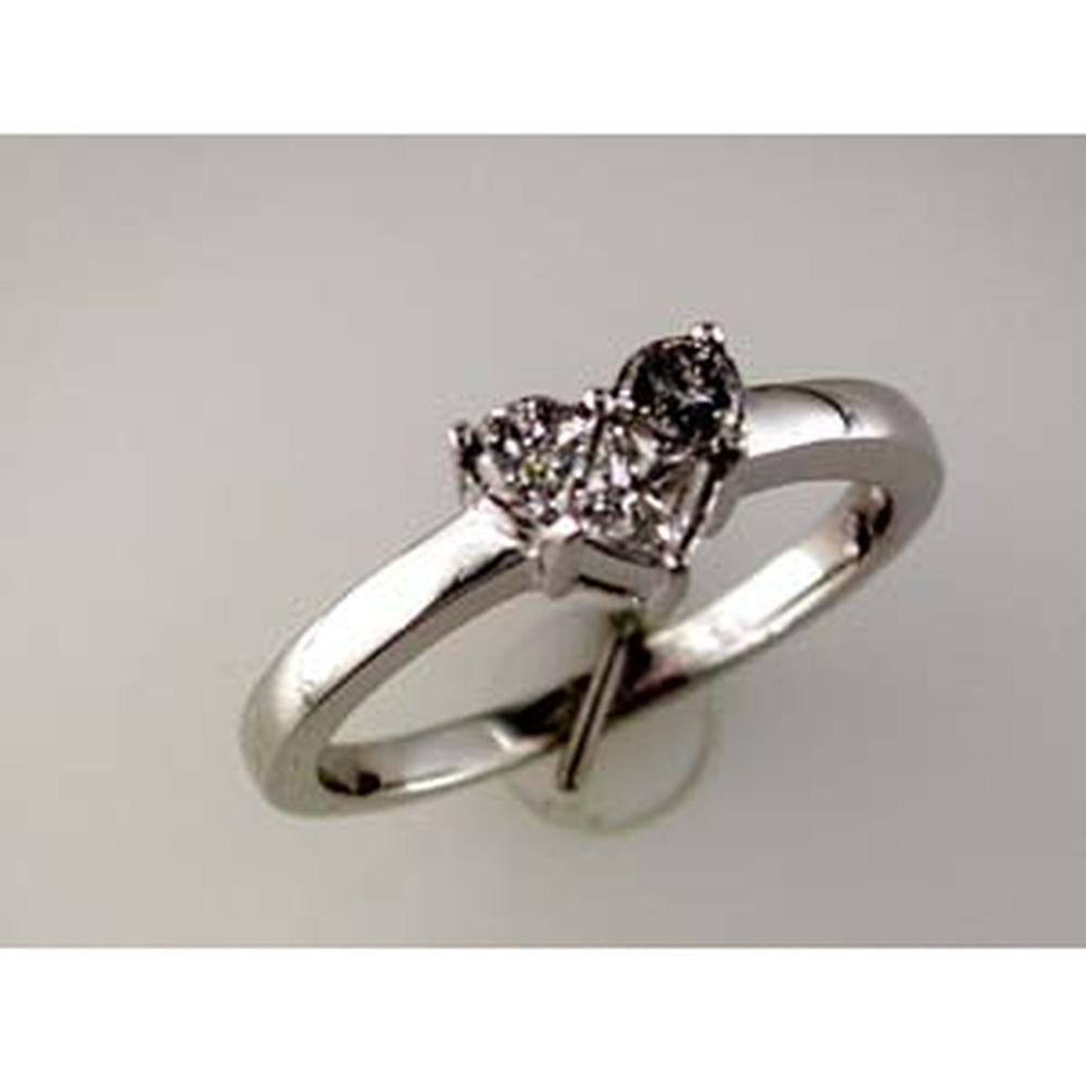 14K White Gold Diamond Heart Ring with Princess and Trillion Cut Diamonds - 0.48 Carats Total Diamond Weight