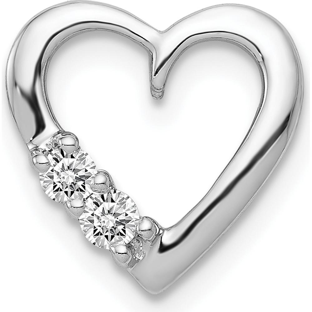 14K White Gold Diamond Heart Slide Pendant with 0.09 Carat Total Diamond Weight by Monteluci Fine Jewelry