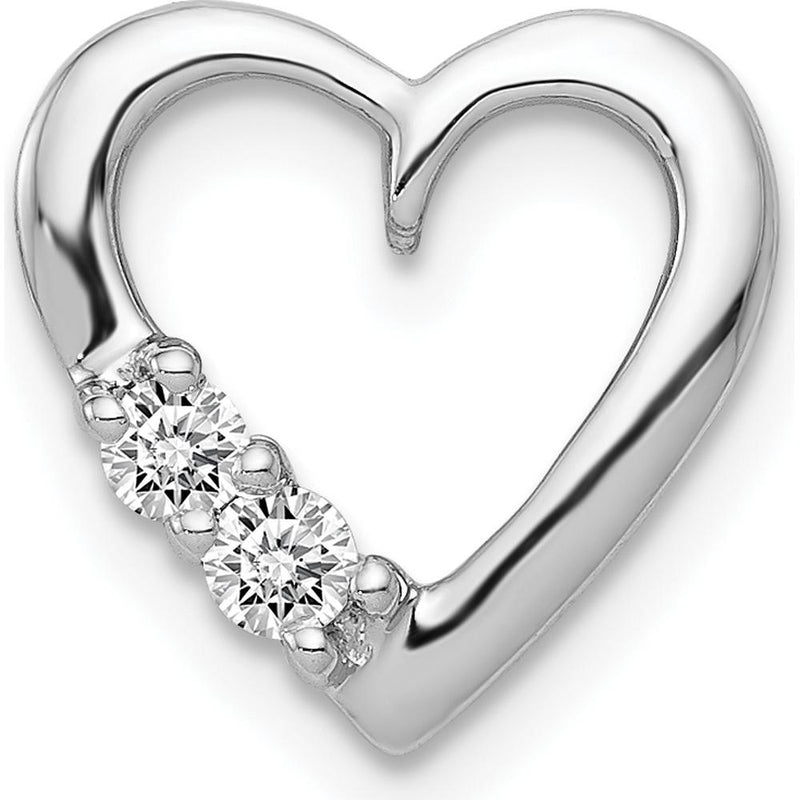 14K White Gold Diamond Heart Slide Pendant with 0.09 Carat Total Diamond Weight by Monteluci Fine Jewelry