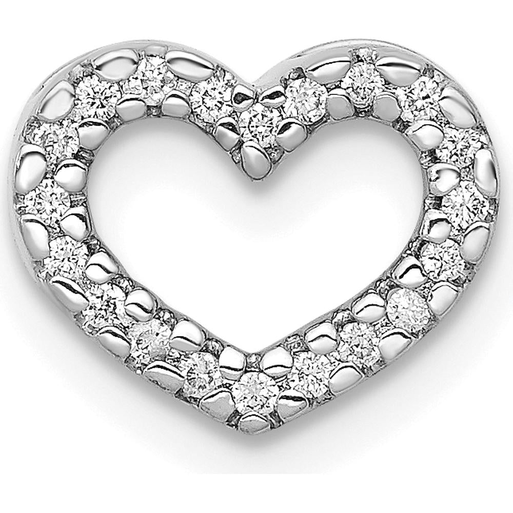 14K White Gold Diamond Heart Slide Pendant with 1/15 Carat of Round Brilliant Diamonds by Monteluci Fine Jewelry