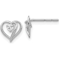 14K White Gold Diamond Heart Stud Earrings - 0.04 Carat Total Diamond Weight by Monteluci Fine Jewelry