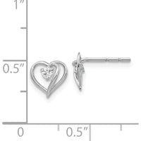14K White Gold Diamond Heart Stud Earrings - 0.04 Carat Total Diamond Weight by Monteluci Fine Jewelry