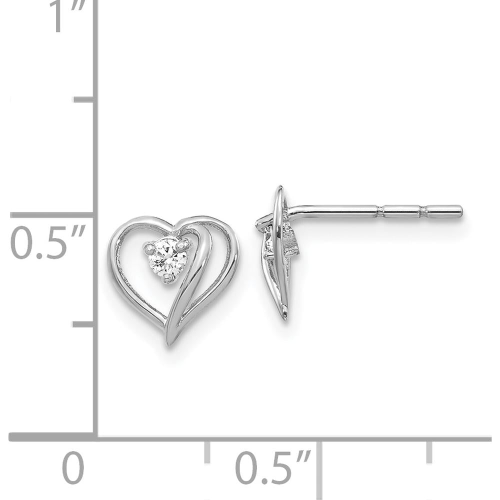 14K White Gold Diamond Heart Stud Earrings - 0.04 Carat Total Diamond Weight by Monteluci Fine Jewelry