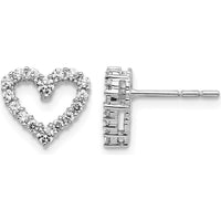 14K White Gold Diamond Heart Stud Earrings - 0.096 Carat Total Diamond Weight by Monteluci Fine Jewelry