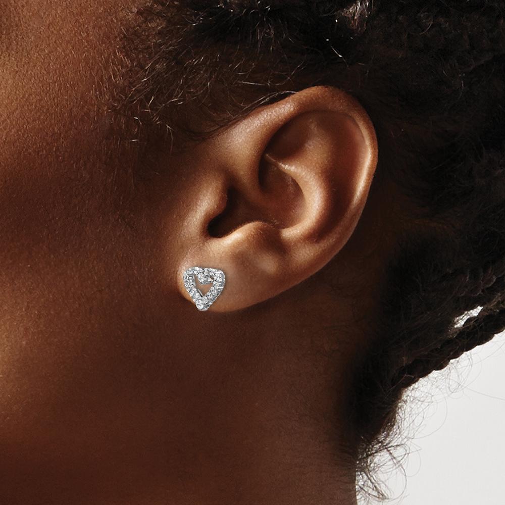 14K White Gold Diamond Heart Stud Earrings - 0.096 Carat Total Diamond Weight by Monteluci Fine Jewelry