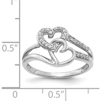 14K White Gold Diamond Hearts Ring with 26 Round Diamonds - 0.004 Carat Total Diamond Weight by 0