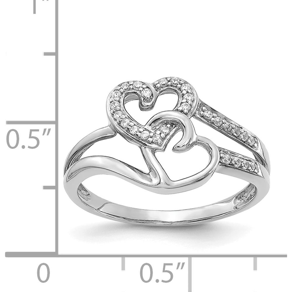 14K White Gold Diamond Hearts Ring with 26 Round Diamonds - 0.004 Carat Total Diamond Weight by 0