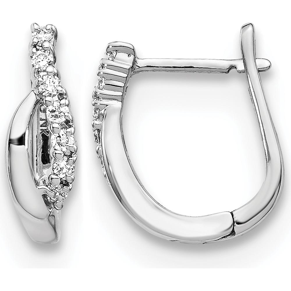 14K White Gold Diamond Hinged Earrings - 0.14 Carat Total Diamond Weight by Monteluci Fine Jewelry