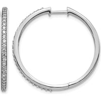 14K White Gold Diamond Hinged Hoop Earrings - 0.01 Carat Total Diamond Weight by Monteluci Fine Jewelry