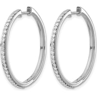 14K White Gold Diamond Hinged Hoop Earrings - 0.01 Carat Total Diamond Weight by Monteluci Fine Jewelry